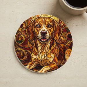 Beagle Low Poly Warm Jewel Cork Back Coaster | Dog Lover Gift