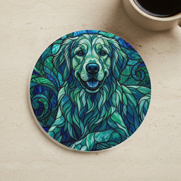 Golden Retriever Low Poly Cool Jewel Cork Back Coaster | Dog Lover Gift