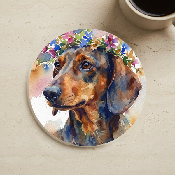 Dachshund Watercolor Cork Back Coaster | Dog Lover Gift