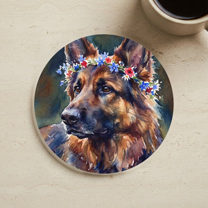 German Shepherd Watercolor Cork Back Coaster | Dog Lover Gift