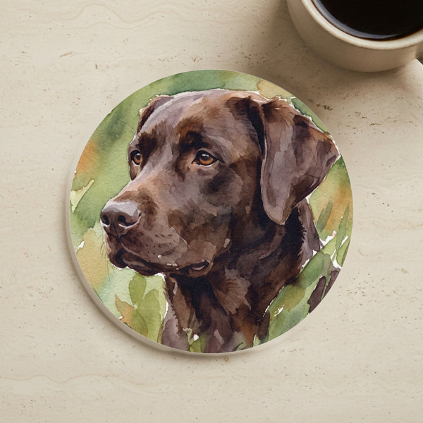 Labrador Retriever Watercolor Garden Peek Drink Coaster | Premium Dog Art | Tritan