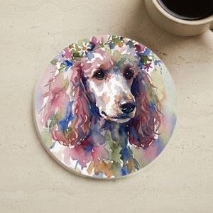 Poodle Watercolor Cork Back Coaster | Dog Lover Gift