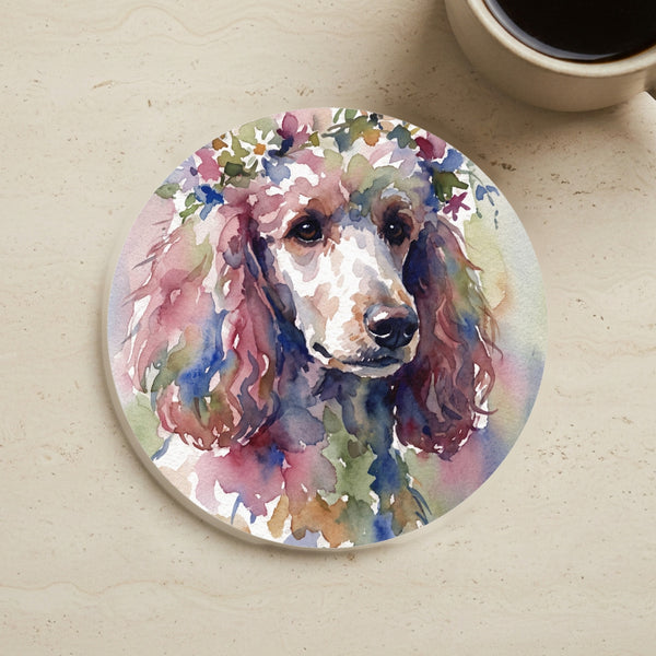 Poodle Watercolor Cork Back Coaster | Dog Lover Gift