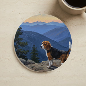 Acrylic Beagle - Mountain Overlook | Cork Back Coaster