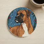 Boxer Japanese Print cozy gift set: sherpa fleece blanket, cork-back coaster, and vinyl sticker