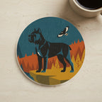 Cane Corso Retro Autumn cozy gift set: sherpa fleece blanket, cork-back coaster, and vinyl sticker