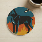 Cane Corso Drink Coaster, Retro Autumn Dog Art, Cane Corso Lover Gift cork coaster shown on a warm limestone surface beside a mug