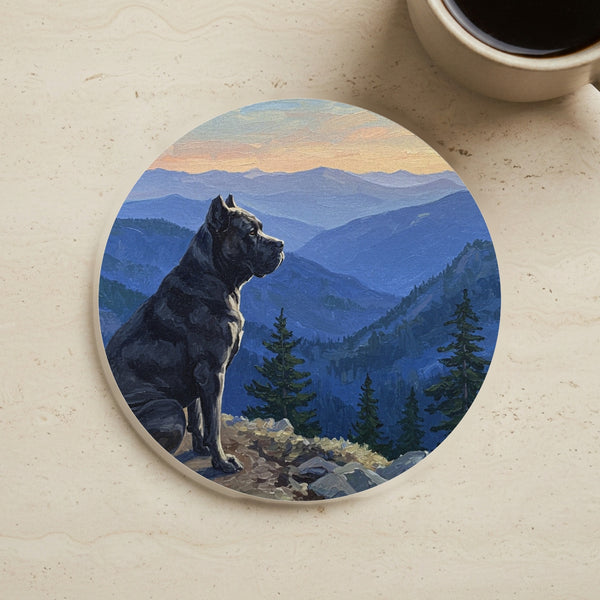 Acrylic Gallery Print Cane Corso - Mountain Overlook | Cork Back Coaster