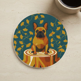 French Bulldog Drink Coaster, Retro Autumn Dog Art, French Bulldog Lover Gift
