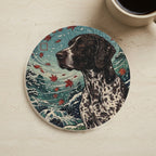 German Shorthaired Pointer Japanese Print cozy gift set: sherpa fleece blanket, cork-back coaster, and vinyl sticker