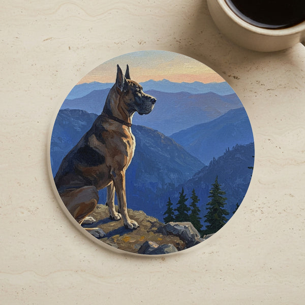 Acrylic Great Dane - Mountain Overlook | Cork Back Coaster