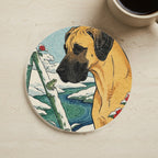 Great Dane Japanese Print cozy gift set: sherpa fleece blanket, cork-back coaster, and vinyl sticker