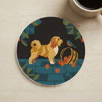 Havanese Retro Autumn cozy gift set: sherpa fleece blanket, cork-back coaster, and vinyl sticker