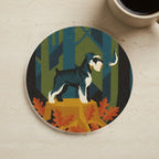 Miniature Schnauzer Retro Autumn cozy gift set: sherpa fleece blanket, cork-back coaster, and vinyl sticker