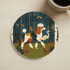 Poodle Retro Autumn cozy gift set: sherpa fleece blanket, cork-back coaster, and vinyl sticker