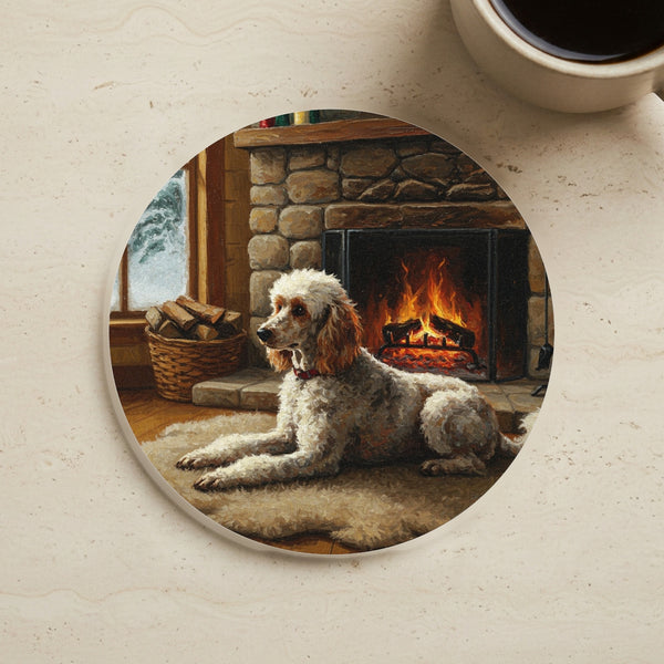 Acrylic Poodle - Winter Hearth | Cork Back Coaster
