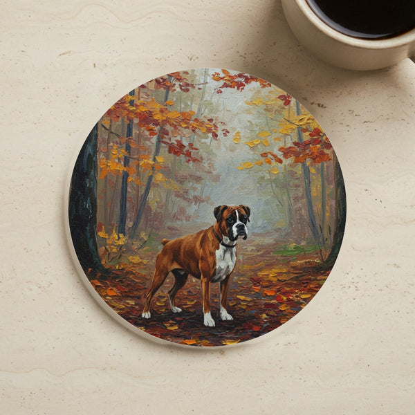 Acrylic Boxer - Autumn Woods | Cork Back Coaster