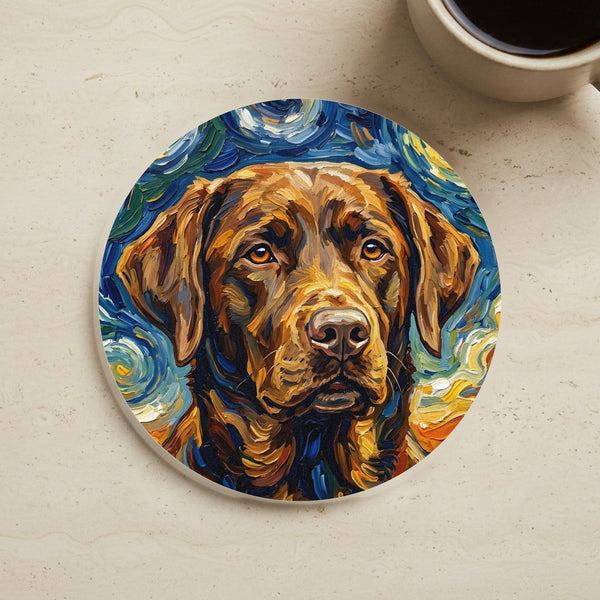 Labrador Retriever Post-Impressionist Oil Painting Coaster | Lab Dog Lover Gift | Pet Art Decor | Funny Dog Coasters