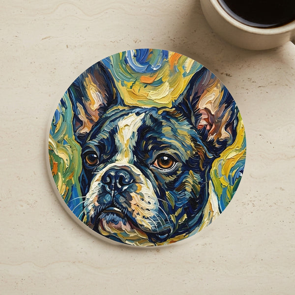 French Bulldog Post-Impressionist Oil Painting Coaster | Dog Lover Gift | Pet Decor for Home | Cute Frenchie Art