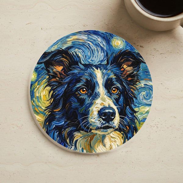 Border Collie Post-Impressionist Oil Painting Coaster - Dog Art Gift, Pet Decor