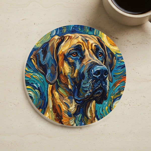 Great Dane Coaster, Post-Impressionist Oil Painting Dog Art Decor, Great Dane Gift, Dog Lover Home Decor, Pet Owner Drink Mat