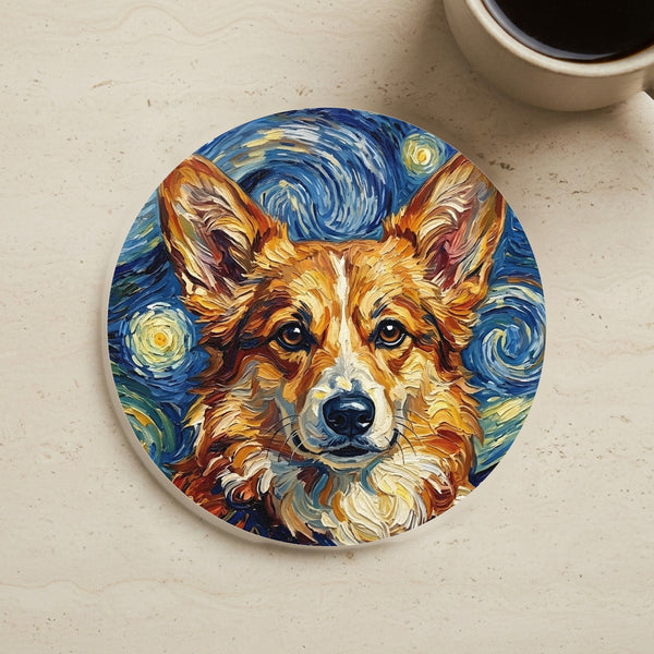 Corgi Post-Impressionist Oil Painting Coaster | Dog Lover Gift | Cute Pet Owner Decor | Corgi Art