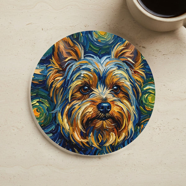 Yorkshire Terrier Post-Impressionist Oil Painting Coaster | Yorkie Gift for Dog Lovers