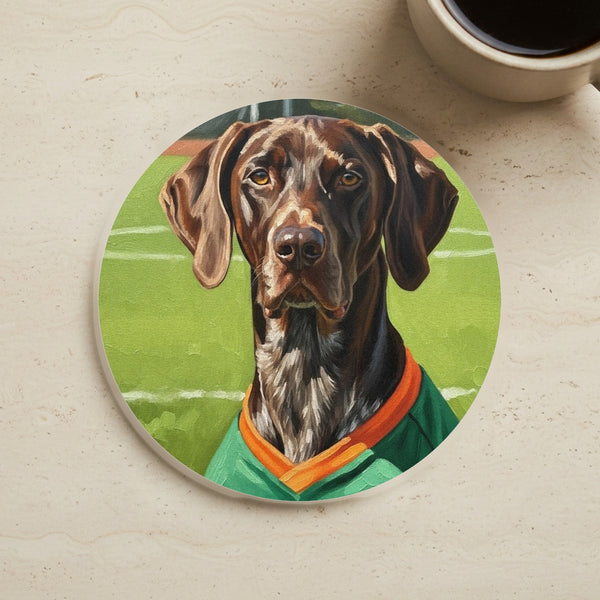 German Shorthaired Pointer Coaster | GSP Oil Painting Soccer Portrait | Dog Art Gift | Home Decor for Dog Lovers