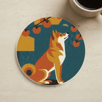 Shiba Inu Drink Coaster, Retro Autumn Dog Art, Shiba Inu Lover Gift