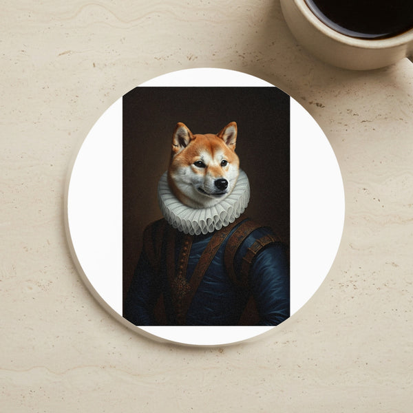 Shiba Inu Renaissance Portrait Cork Coaster | Elegant Shiba Inu Art Decor | Dog Lover Gift