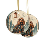 Cocker Spaniel Halloween Poster ceramic ornament by Tritan, front and back