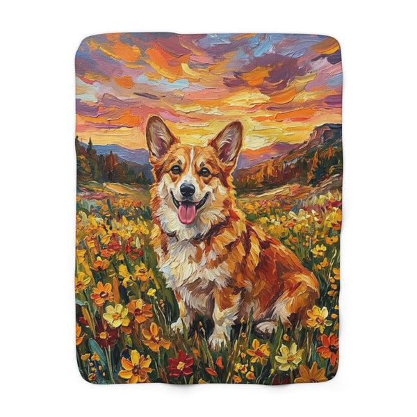 Corgi Acrylic Gallery Print Sunset Prairie Throw Blanket | Premium Dog Prints | Tritan