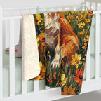 Corgi Acrylic sherpa blanket by Tritan, on bed