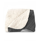 Corgi Charcoal sherpa blanket by Tritan, folded