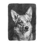 Corgi Charcoal sherpa blanket by Tritan, front