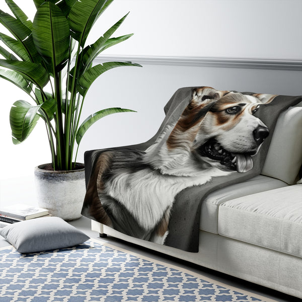 Corgi Charcoal Portrait Throw Blanket | Premium Dog Prints | Tritan — Lifestyle View