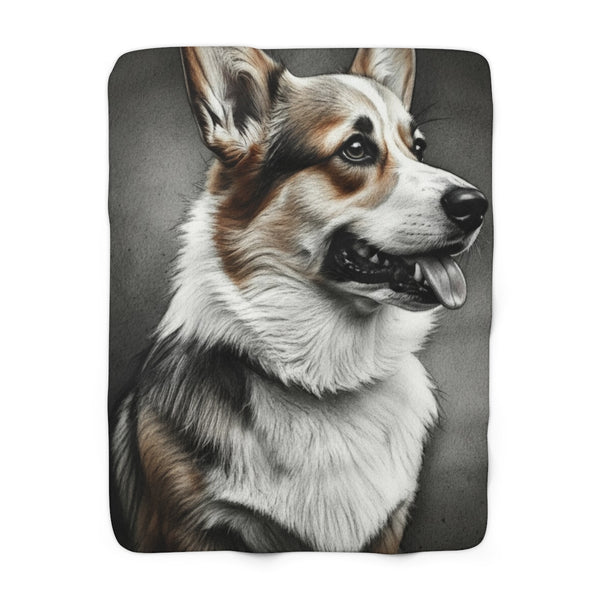 Corgi Charcoal Portrait Throw Blanket | Premium Dog Prints | Tritan
