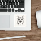 Corgi Graphite vinyl sticker by Tritan, on a laptop