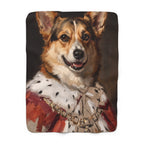 Corgi Kings & Queens sherpa blanket by Tritan, front
