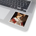 Corgi Kings & Queens vinyl sticker by Tritan, on a laptop