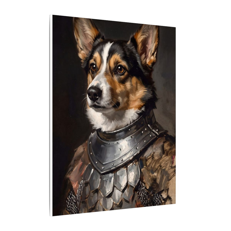 Corgi Medieval Knight canvas print by Tritan, side