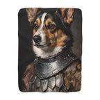 Corgi Medieval Knight sherpa blanket by Tritan, front