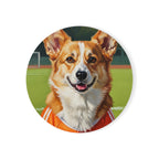 Corgi Oil Painting Soccer Portrait Coaster | Dog Lover Gift | Cute Pet Owner Decor | Corgi Art Print