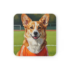 Corgi Oil Painting Soccer Portrait Coaster | Dog Lover Gift | Cute Pet Owner Decor | Corgi Art Print