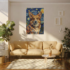 Corgi Post-Impressionist canvas print by Tritan, sofa wall