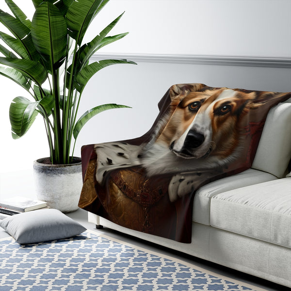Corgi Renaissance Royal Portrait Regal Throw Blanket | Premium Dog Prints | Tritan — Lifestyle View