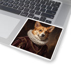 Corgi Renaissance Royal vinyl sticker by Tritan, on a laptop
