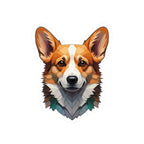 Corgi Low Poly vinyl sticker by Tritan, front