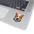 Corgi Low Poly vinyl sticker by Tritan, on a laptop