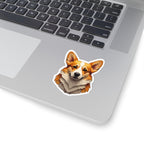Corgi Low Poly vinyl sticker by Tritan, on a laptop